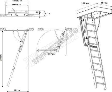 Чердачная лестница LRF Termo Extrem 66 mm 600*1200*2800 Чердачная лестница LRF Termo Extrem 66 mm 600*1200*2800