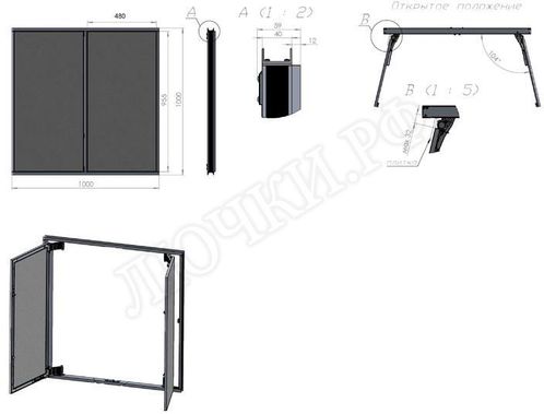 Люк под плитку Нажимной Секрет-Лайт 2 створки 1050*500 Люк под плитку Нажимной Секрет-Лайт 2 створки 1050*500